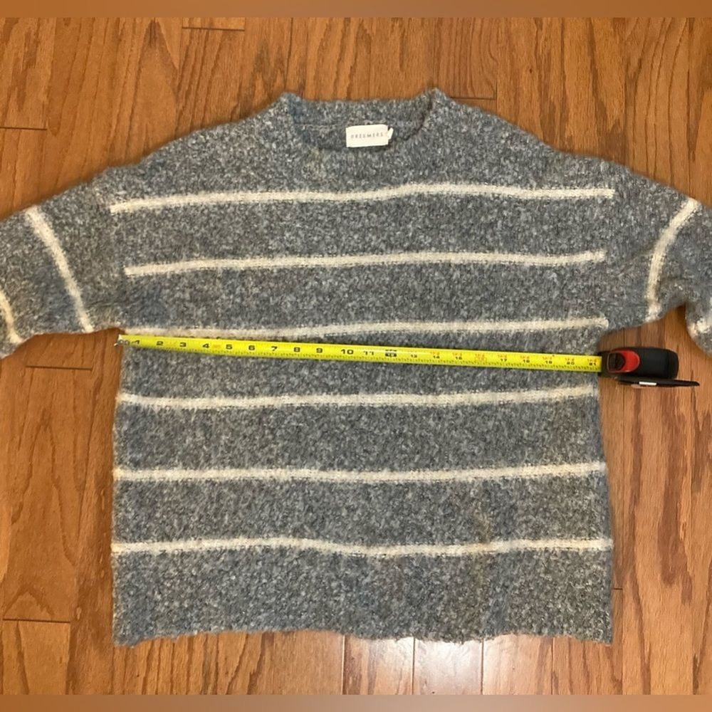 Dreamers by Debut Grey White Striped Boucle Knit Sweater C9849 Womens SM - Picture 5 of 8